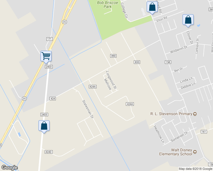 map of restaurants, bars, coffee shops, grocery stores, and more near 3703 Melrose Street in Alvin