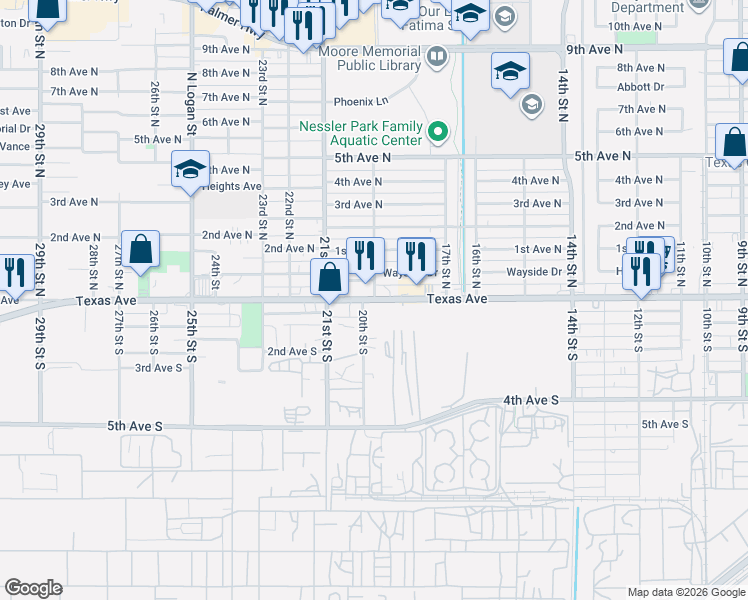 map of restaurants, bars, coffee shops, grocery stores, and more near 1915 Texas Avenue in Texas City