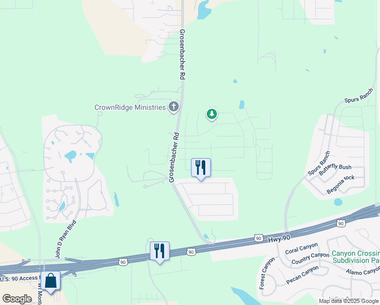 map of restaurants, bars, coffee shops, grocery stores, and more near 3690-3998 Grosenbacher Road in San Antonio