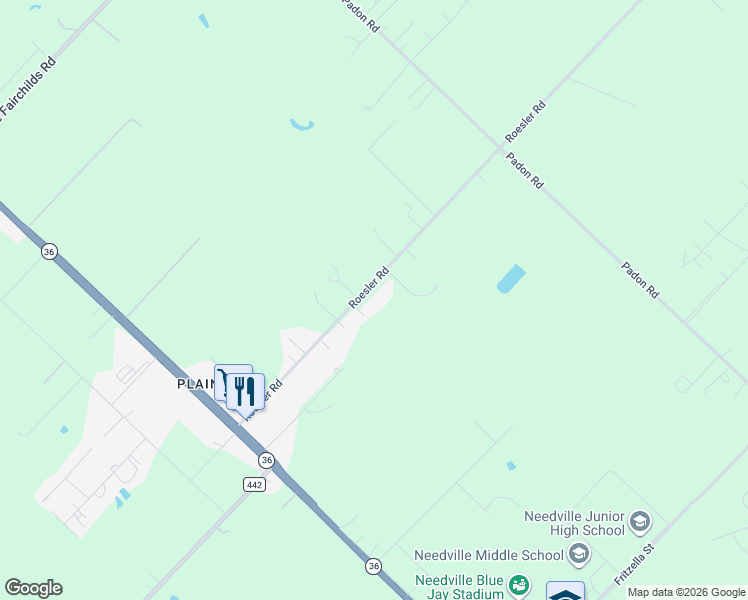 map of restaurants, bars, coffee shops, grocery stores, and more near 12601 Roesler Road in Needville