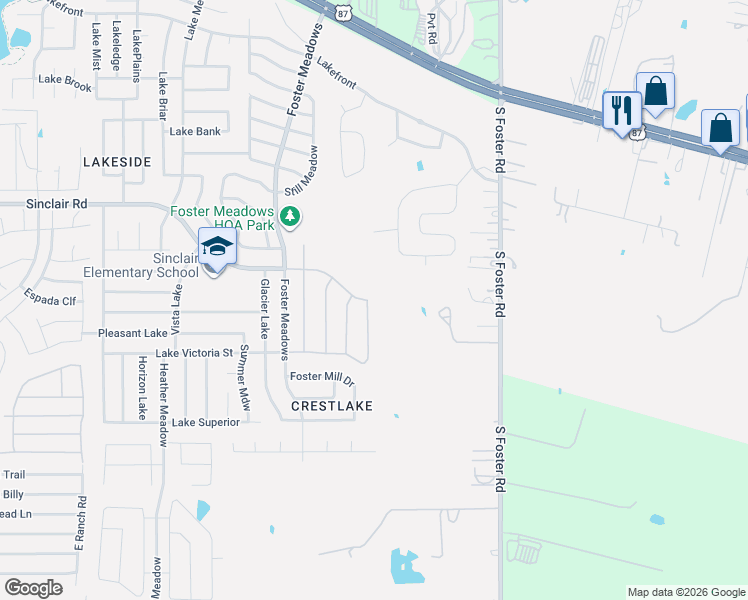 map of restaurants, bars, coffee shops, grocery stores, and more near 3814 Southern Field in San Antonio
