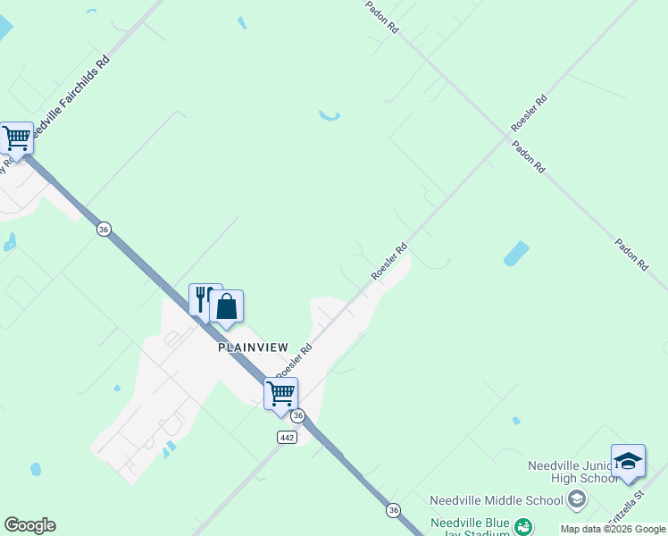 map of restaurants, bars, coffee shops, grocery stores, and more near 12534 Roesler Road in Needville