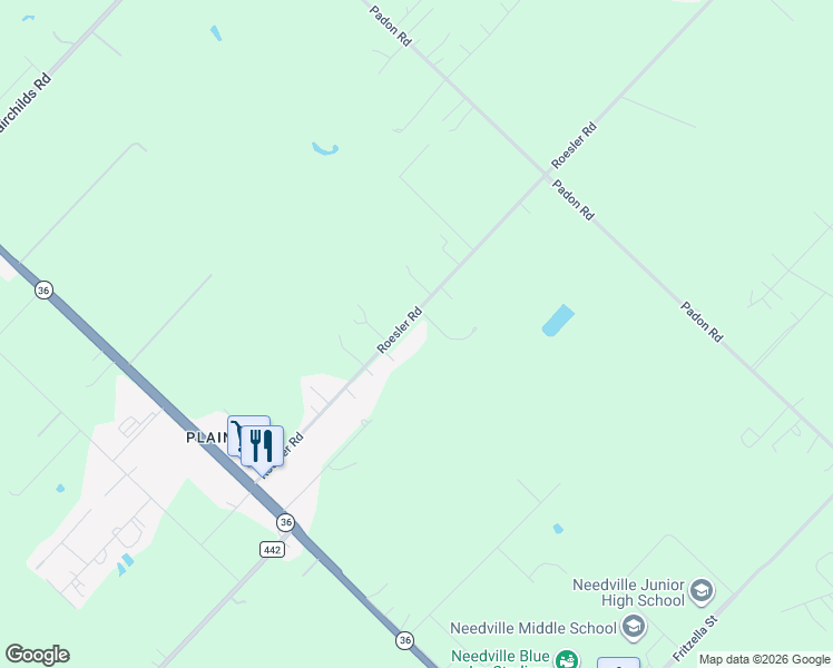 map of restaurants, bars, coffee shops, grocery stores, and more near 12403 Roesler Road in Needville