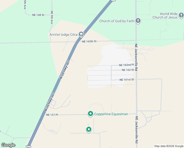 map of restaurants, bars, coffee shops, grocery stores, and more near 1438 Northeast 162nd Street in Citra