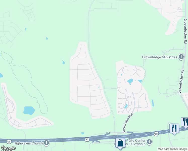 map of restaurants, bars, coffee shops, grocery stores, and more near Freedom Way Road in San Antonio