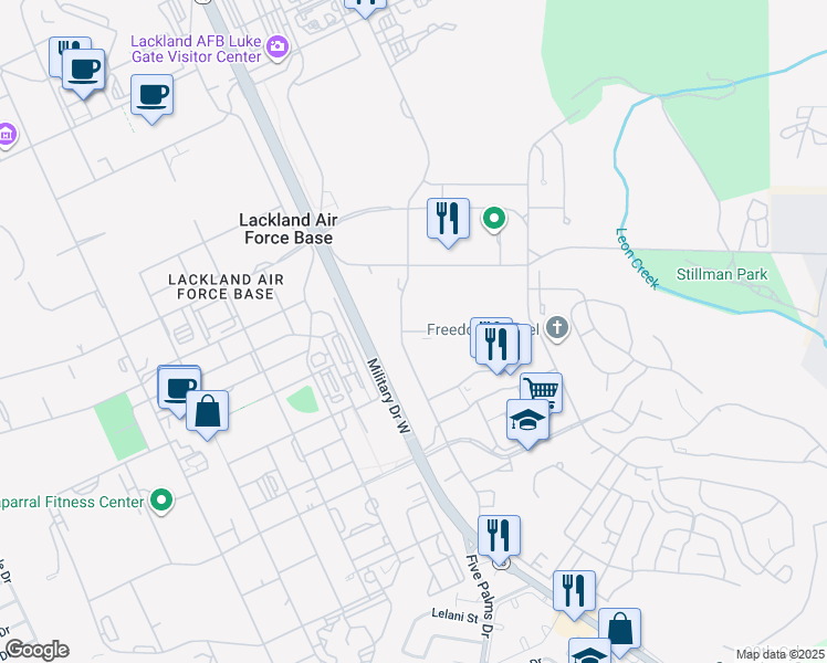 map of restaurants, bars, coffee shops, grocery stores, and more near 2201 McChord Street in San Antonio