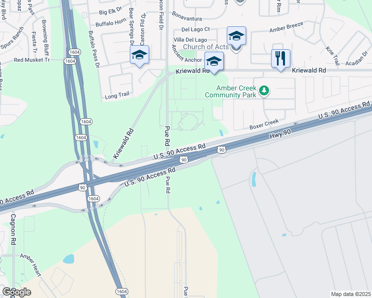 map of restaurants, bars, coffee shops, grocery stores, and more near 10017 U.S. 90 Access Road in San Antonio