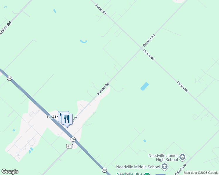 map of restaurants, bars, coffee shops, grocery stores, and more near 12403 Roesler Road in Needville