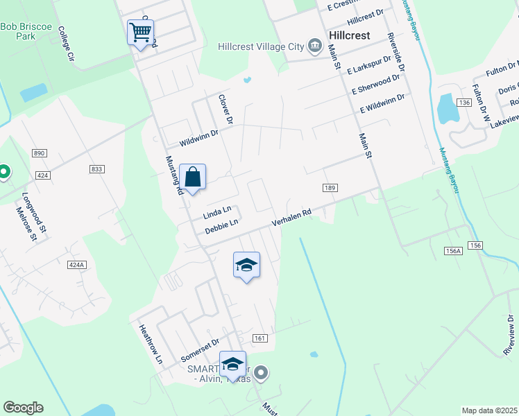 map of restaurants, bars, coffee shops, grocery stores, and more near 4401 Stansel Drive in Alvin