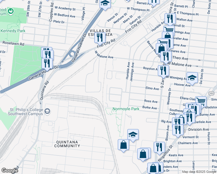 map of restaurants, bars, coffee shops, grocery stores, and more near 139 Wichita Court in San Antonio