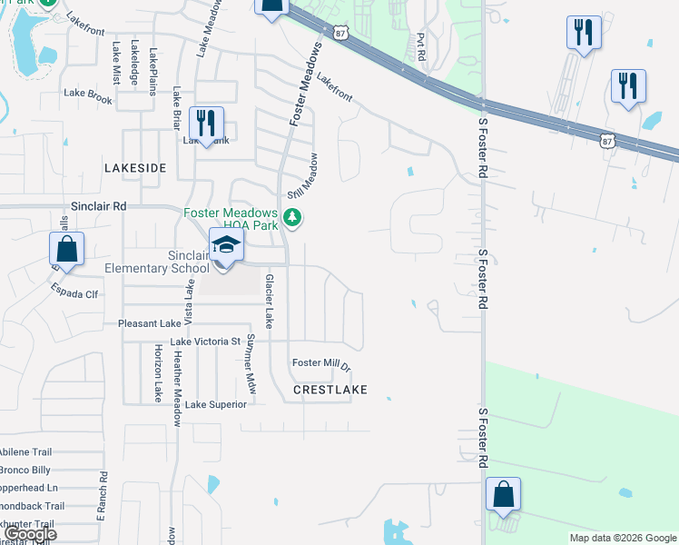 map of restaurants, bars, coffee shops, grocery stores, and more near 6323 Sinclair Road in San Antonio