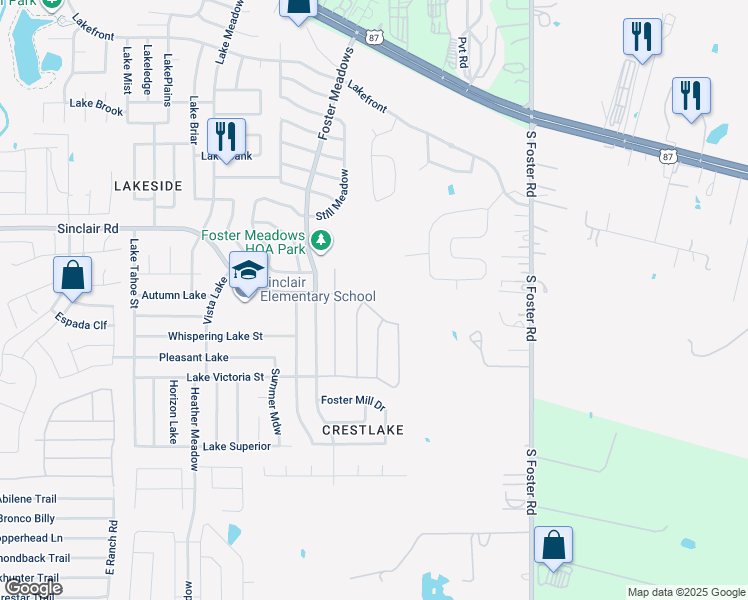 map of restaurants, bars, coffee shops, grocery stores, and more near 6323 Sinclair Road in San Antonio
