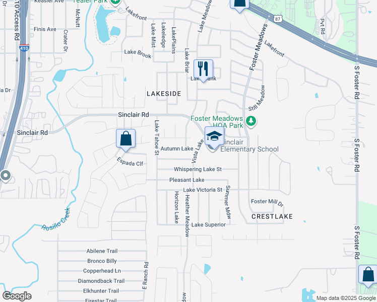 map of restaurants, bars, coffee shops, grocery stores, and more near 3226 Vista Lake in San Antonio