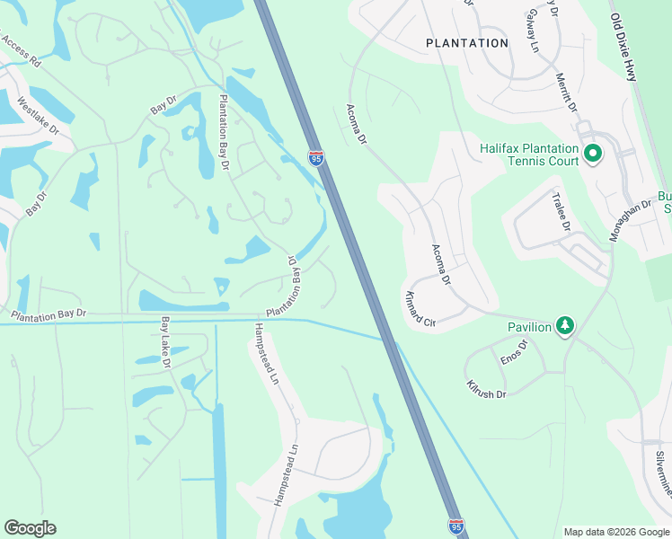 map of restaurants, bars, coffee shops, grocery stores, and more near 907 Woodstream Lane in Ormond Beach