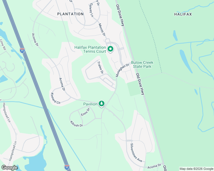 map of restaurants, bars, coffee shops, grocery stores, and more near 3112 Inishmore Drive in Ormond Beach