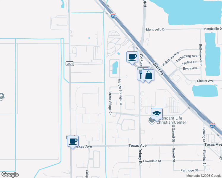 map of restaurants, bars, coffee shops, grocery stores, and more near 529 Waterside Ridge Lane in La Marque