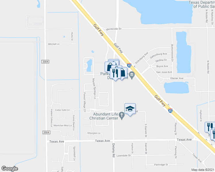 map of restaurants, bars, coffee shops, grocery stores, and more near 320 Delaney Road in La Marque