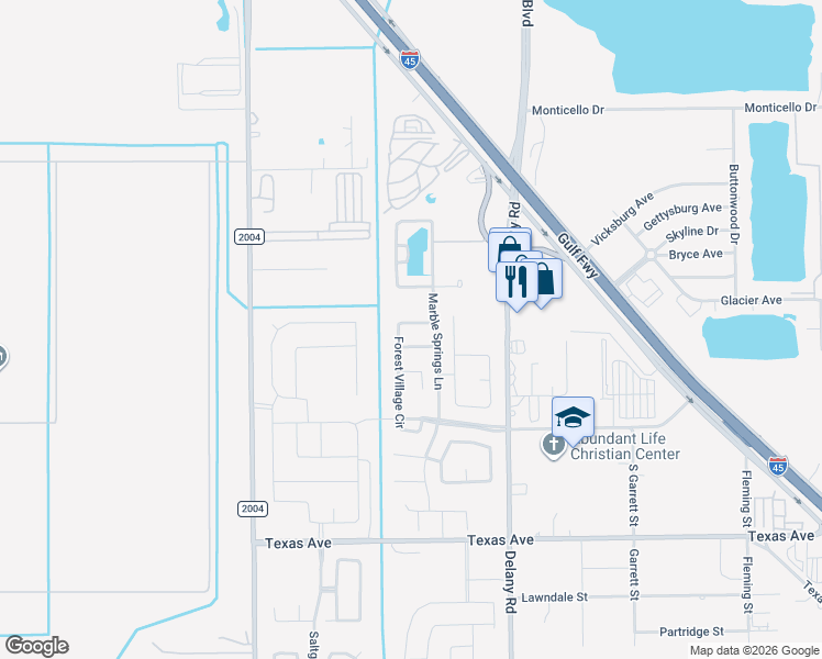 map of restaurants, bars, coffee shops, grocery stores, and more near 529 Waterside Ridge Lane in La Marque