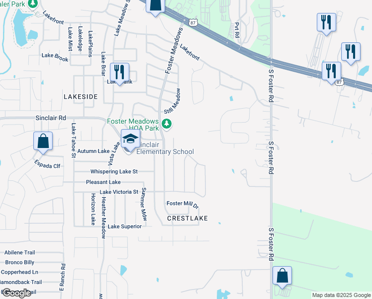 map of restaurants, bars, coffee shops, grocery stores, and more near 6235 Sinclair Road in San Antonio