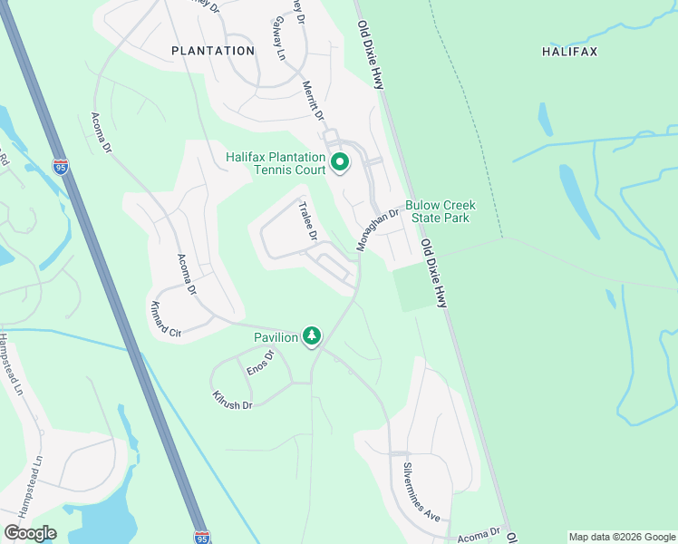 map of restaurants, bars, coffee shops, grocery stores, and more near 3112 Inishmore Drive in Ormond Beach