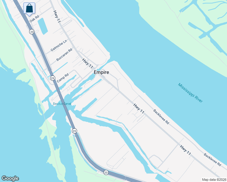 map of restaurants, bars, coffee shops, grocery stores, and more near 111 Fischtziur Lane in Buras