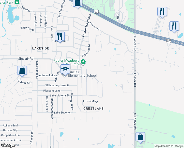 map of restaurants, bars, coffee shops, grocery stores, and more near 3803 Southern Bluff in San Antonio