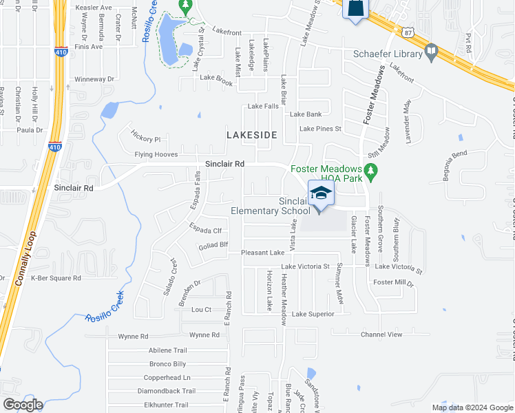 map of restaurants, bars, coffee shops, grocery stores, and more near 5919 Autumn Lake in San Antonio