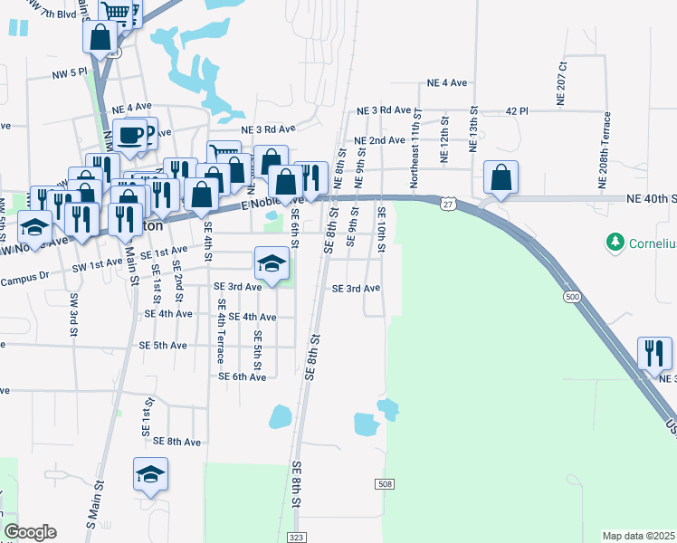 map of restaurants, bars, coffee shops, grocery stores, and more near 215 Southeast 8th Street in Williston