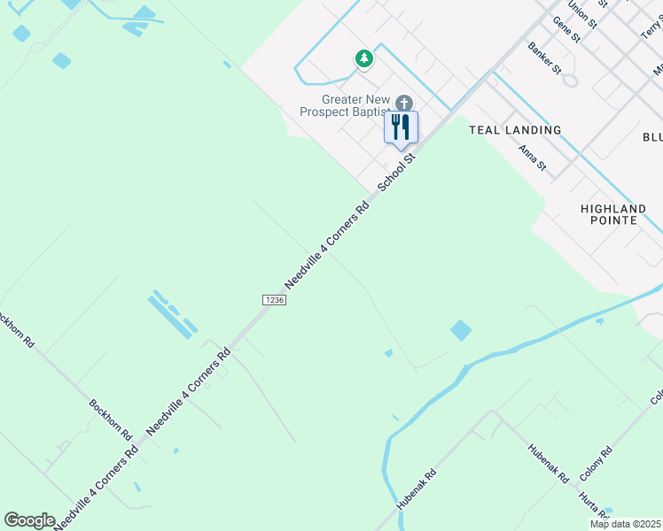 map of restaurants, bars, coffee shops, grocery stores, and more near 14510 Farm to Market Road 1236 in Needville