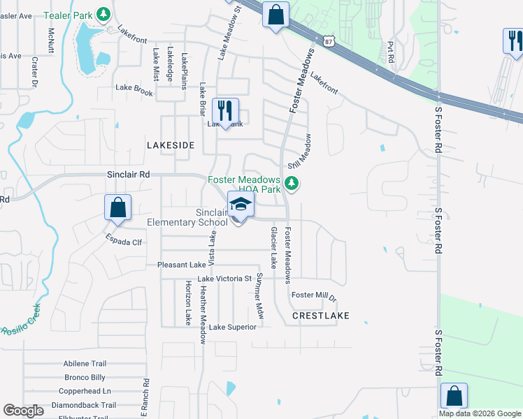 map of restaurants, bars, coffee shops, grocery stores, and more near 3754 Southton View in San Antonio