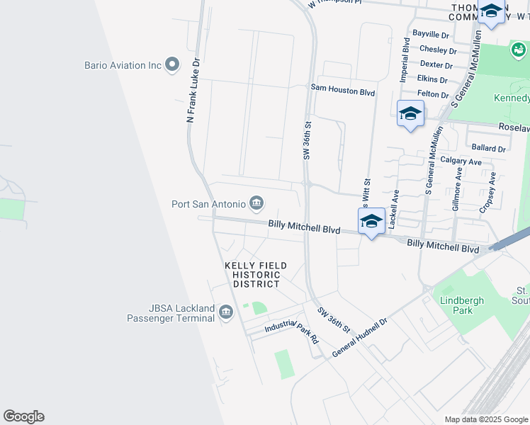 map of restaurants, bars, coffee shops, grocery stores, and more near 913 Billy Mitchell Boulevard in San Antonio