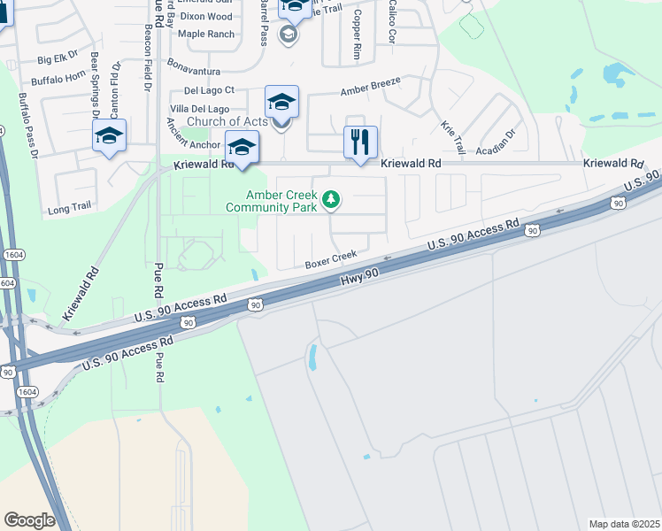 map of restaurants, bars, coffee shops, grocery stores, and more near 1512 Piccolo Creek in San Antonio