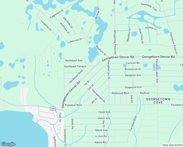 map of restaurants, bars, coffee shops, grocery stores, and more near 218 1st Street in Georgetown