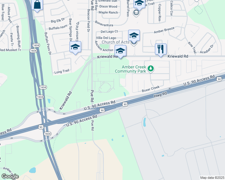 map of restaurants, bars, coffee shops, grocery stores, and more near 9803-10015 U.S. 90 Access in San Antonio