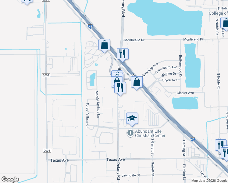map of restaurants, bars, coffee shops, grocery stores, and more near 312 Delaney Road in La Marque