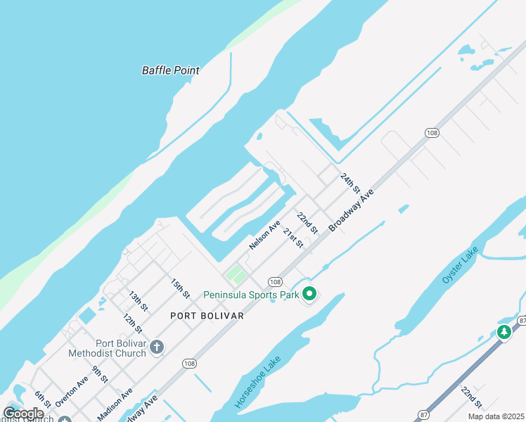 map of restaurants, bars, coffee shops, grocery stores, and more near 2012 Laguna Harbor Cove Boulevard in Bolivar Peninsula