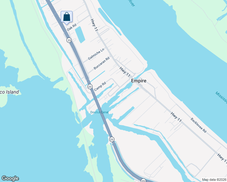 map of restaurants, bars, coffee shops, grocery stores, and more near 205 Rosemarie Drive in Buras