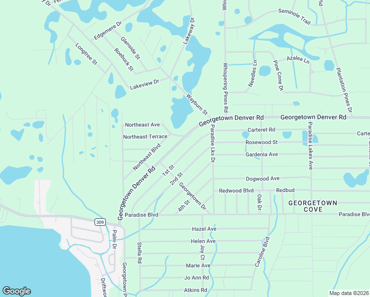 map of restaurants, bars, coffee shops, grocery stores, and more near 218 1st Street in Georgetown