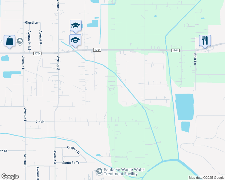 map of restaurants, bars, coffee shops, grocery stores, and more near 3708 Avenue F in Santa Fe