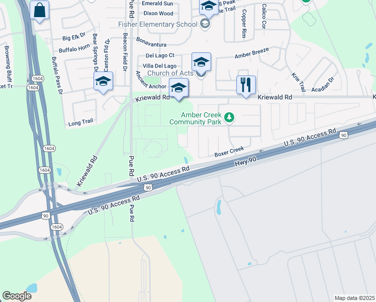 map of restaurants, bars, coffee shops, grocery stores, and more near 9803-10015 U.S. 90 Access in San Antonio