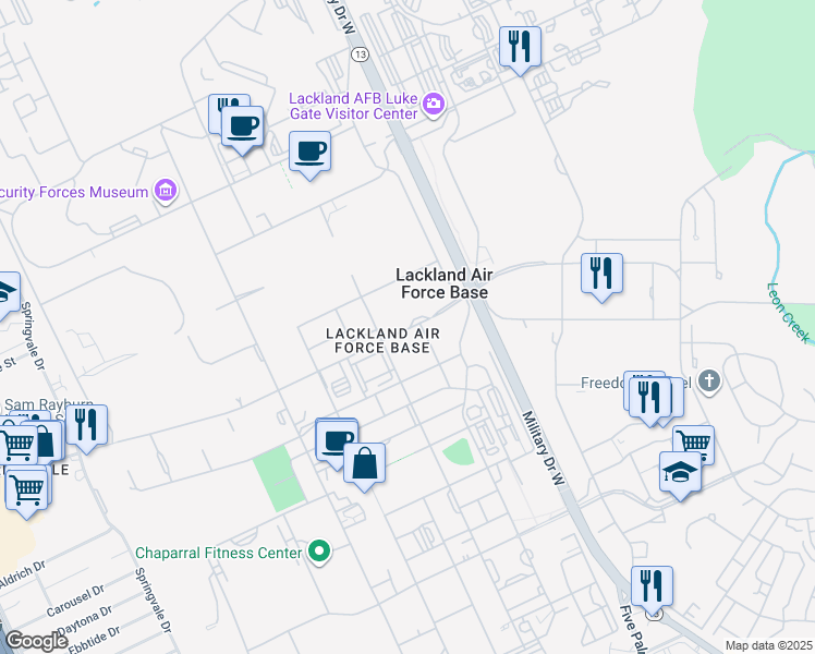 map of restaurants, bars, coffee shops, grocery stores, and more near 1800 Truemper Street in San Antonio