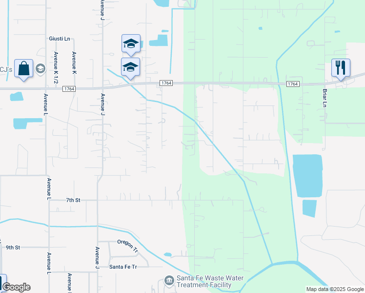 map of restaurants, bars, coffee shops, grocery stores, and more near 3708 Avenue F in Santa Fe