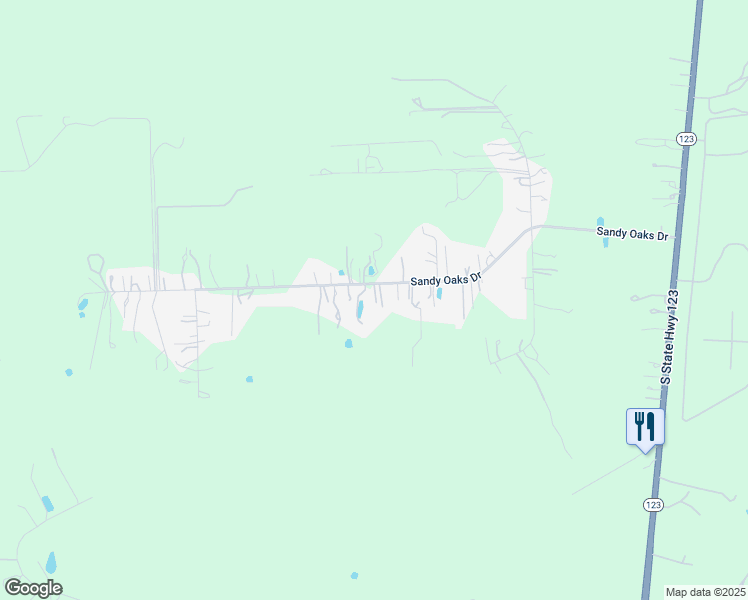 map of restaurants, bars, coffee shops, grocery stores, and more near 257 Sandy Oaks Drive in Seguin