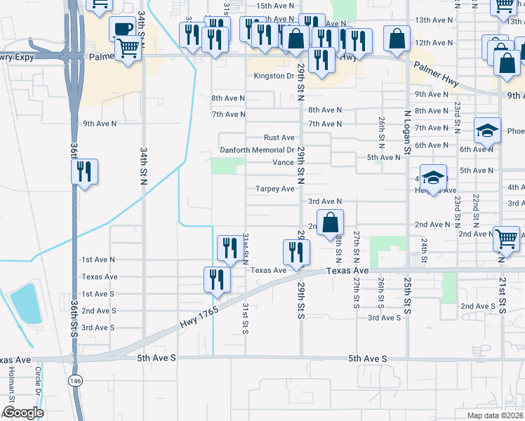map of restaurants, bars, coffee shops, grocery stores, and more near 3016 2nd Avenue North in Texas City