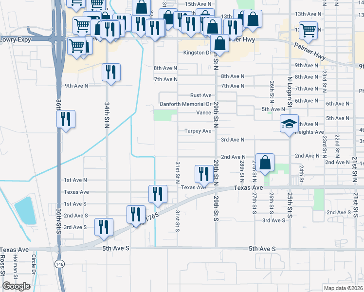 map of restaurants, bars, coffee shops, grocery stores, and more near 3040 2nd Avenue North in Texas City