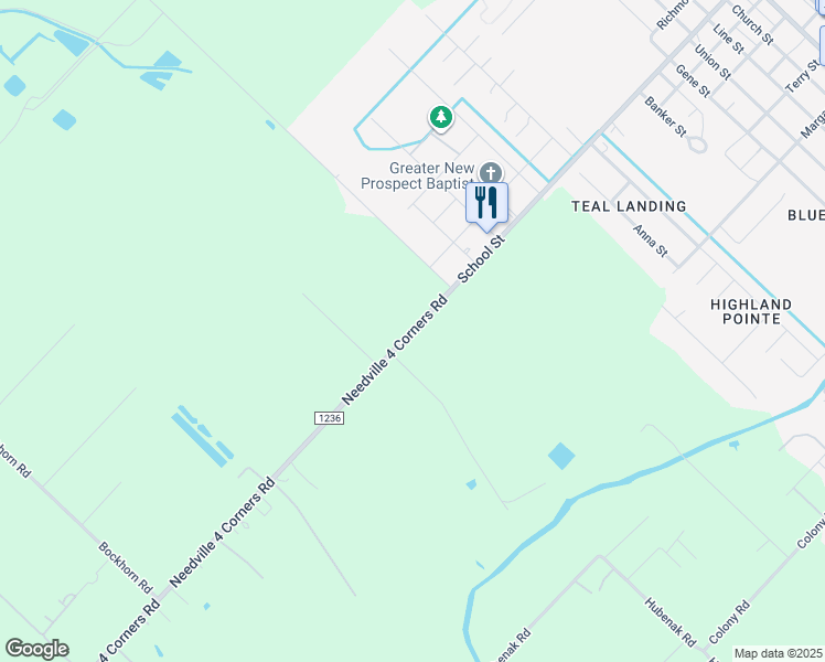 map of restaurants, bars, coffee shops, grocery stores, and more near 14530 Farm to Market Road 1236 in Needville