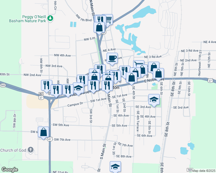map of restaurants, bars, coffee shops, grocery stores, and more near 5 North Main Street in Williston
