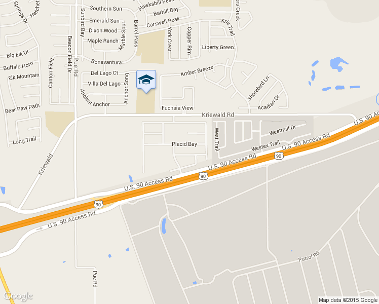 map of restaurants, bars, coffee shops, grocery stores, and more near 9862 Placid Bay in San Antonio