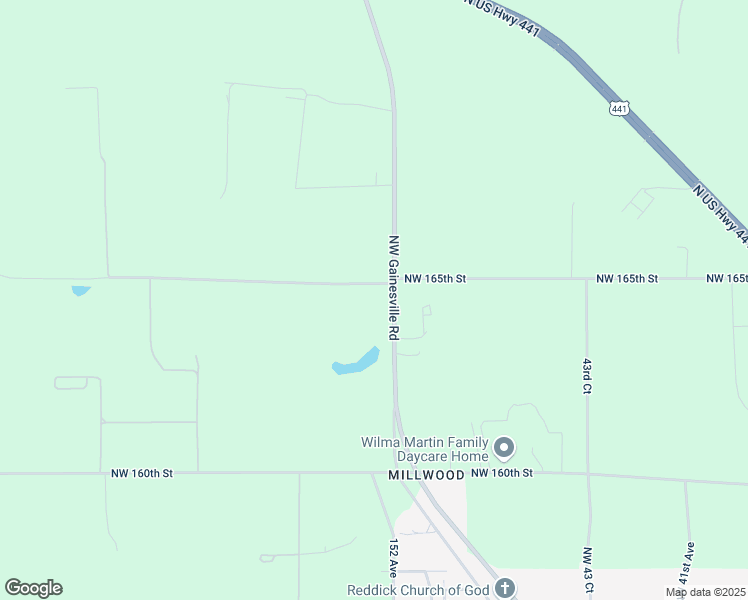 map of restaurants, bars, coffee shops, grocery stores, and more near 4996-5100 Northwest 165th Street in Reddick