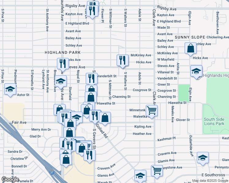 map of restaurants, bars, coffee shops, grocery stores, and more near 316 Cosgrove Street in San Antonio